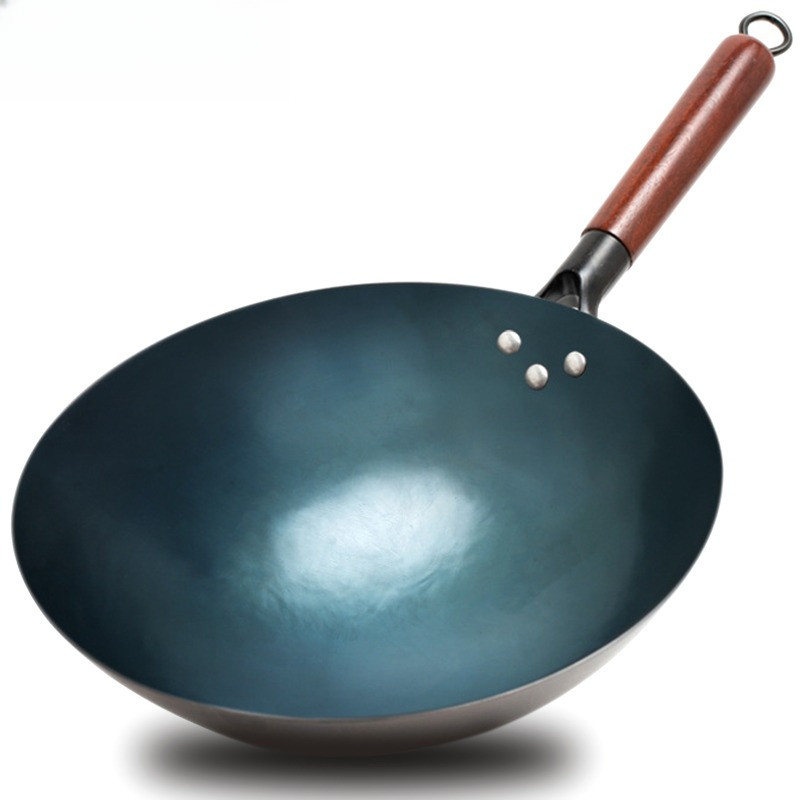 Household Iron Wok Iron Pot Trational Hand Forged Without Coating Iron Wok 3032cm Oldstyle iron Pot