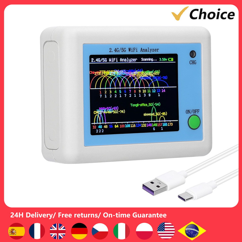 WIFI Signal Scanner 2.4G/5G WIFI Signal Usage Analyzer Router Management Assistant with 2.4inch Colo