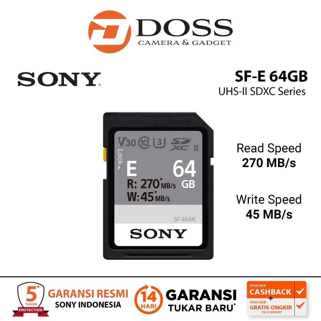 Sony SF-E 64GB Series UHS-II SDXC Memory Card SF 64GB UHS II