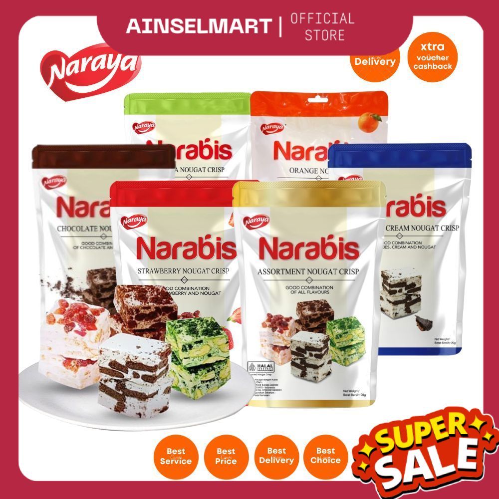 Naraya Narabis 90g Assorment Nougat Crisp Narabis Coklat Strawbery Cookies /SA