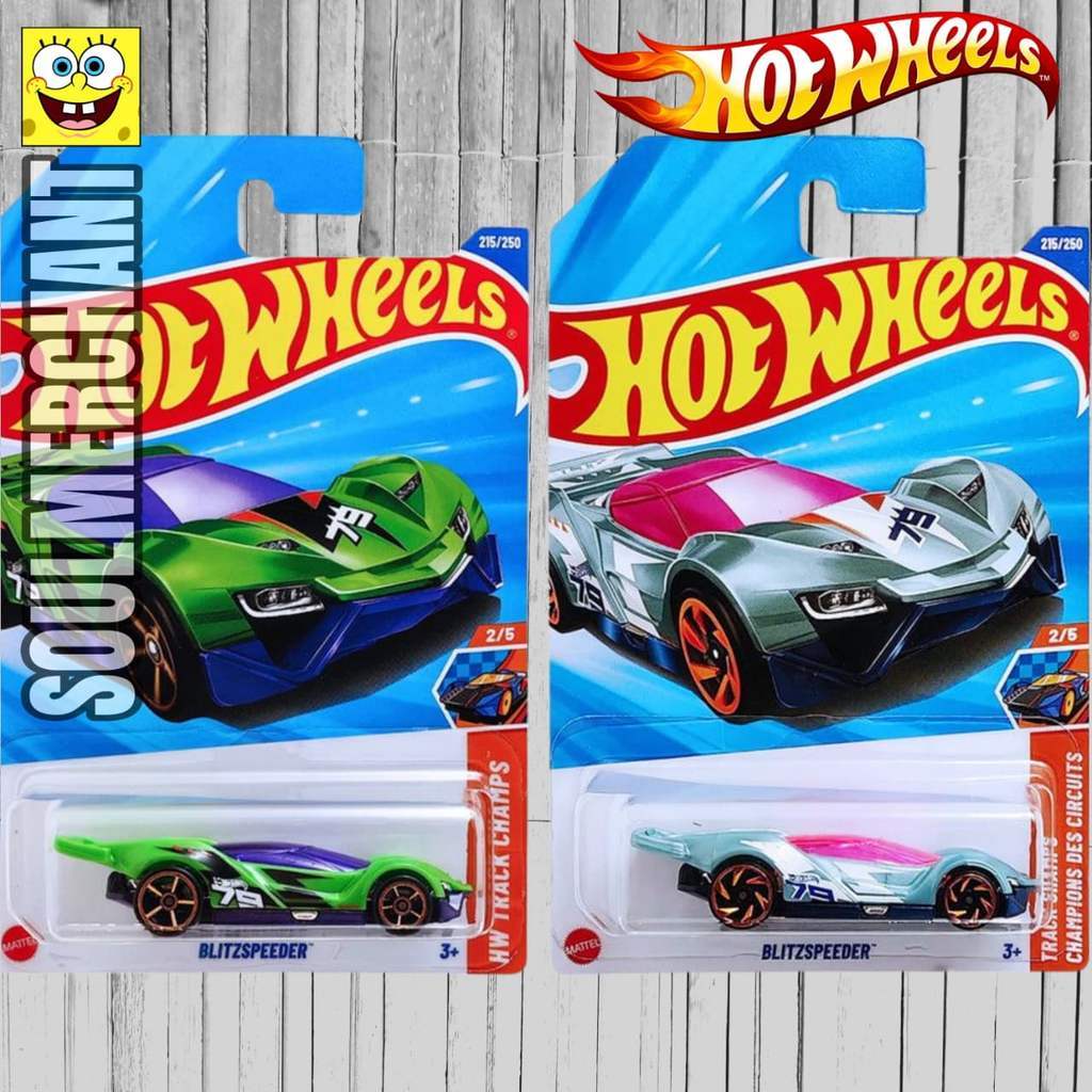 Hot Wheels Blitzspeeder Hijau Track Champs - Diecast Mobil Balap Track