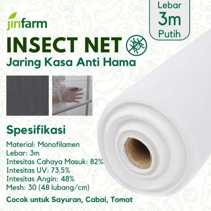 JIRIFARM - Screen Net Insect Net Untuk Green house hidroponik Agro M3-82 Lebar 3 meter