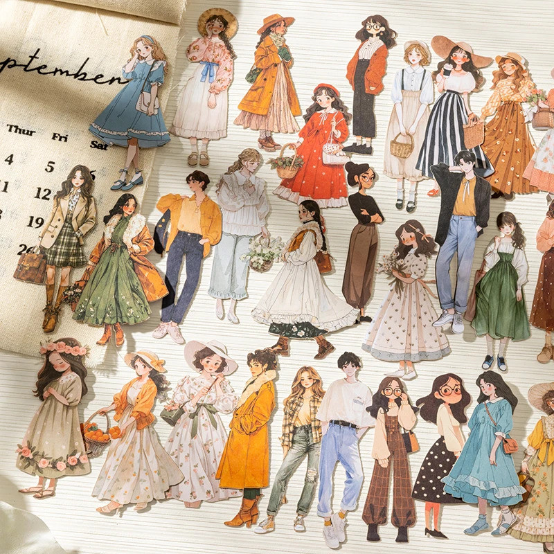 100pcs Cute aracters Sticker PET Junk Journal Material Girl Life Y Scrapbooking Card Collage Station