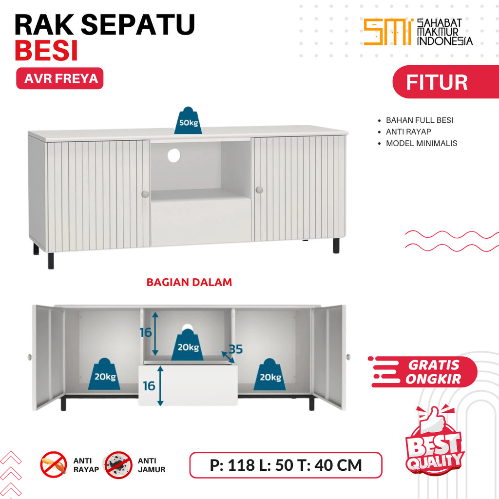 Rak TV Besi 120 AVR / Meja TV / Meja Serbaguna / Rak Serbaguna