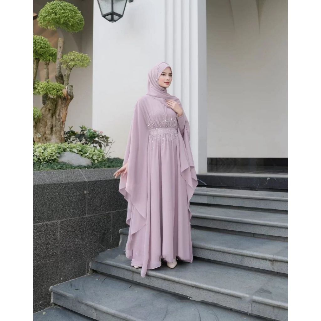 [DISKON] ABAYA LAYLA BLUE SPECTRE Gamis Abaya Kaftan Arabian Turky Mewah Terbaru Mat Ceruty Babydol 