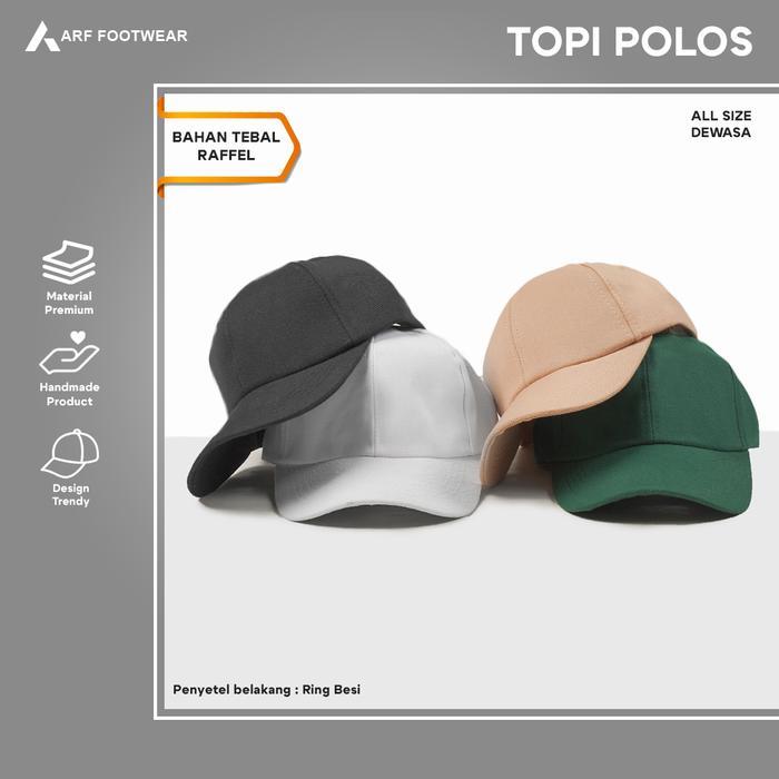 Topi Bahan Raffel Polos Pria Wanita Baseball Original Distro Golf - Hitam