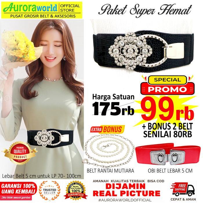 AURORAWORLD - PAKET USAHA ikat pinggang wanita belt elastis wanita obi belt karet gesper kebaya sabu