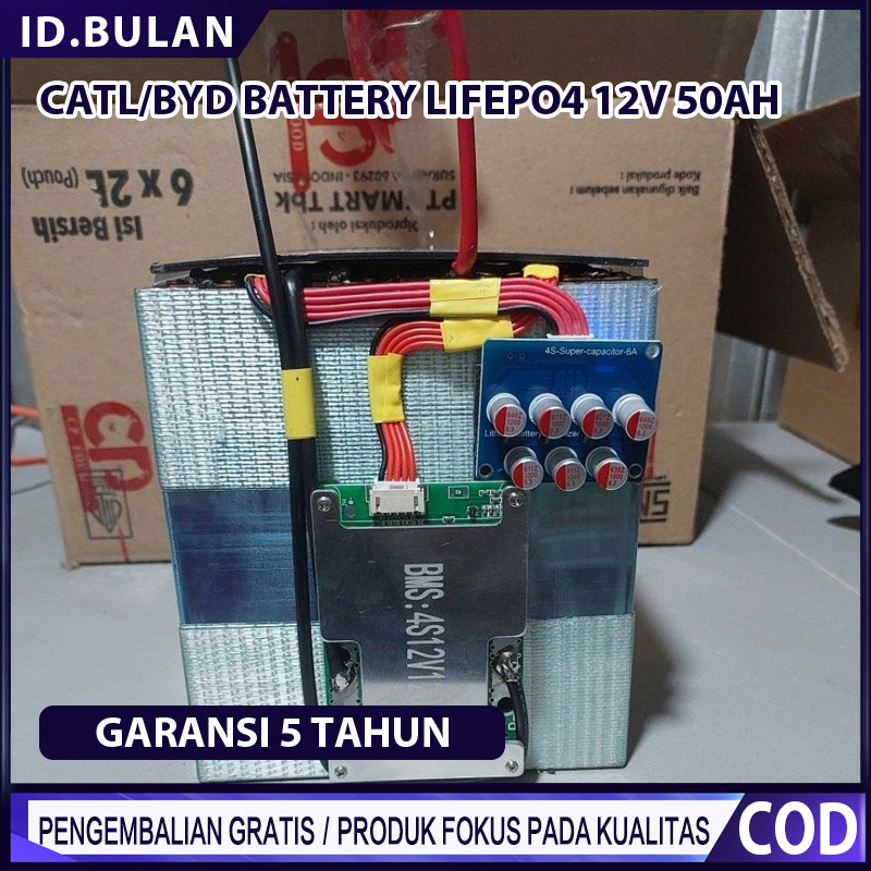 Batre Lifepo4 12v 50ah/52AH Baru 100% Untuk Inverter 2025 ttery Baterai Lifepo4 12V/24V 52Ah / 24V 5