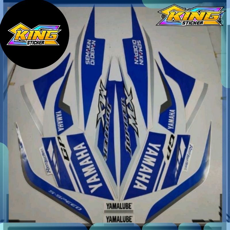 Stiker striping yamaha jupiter mx new 2014 gp series biru putih  standar bagus