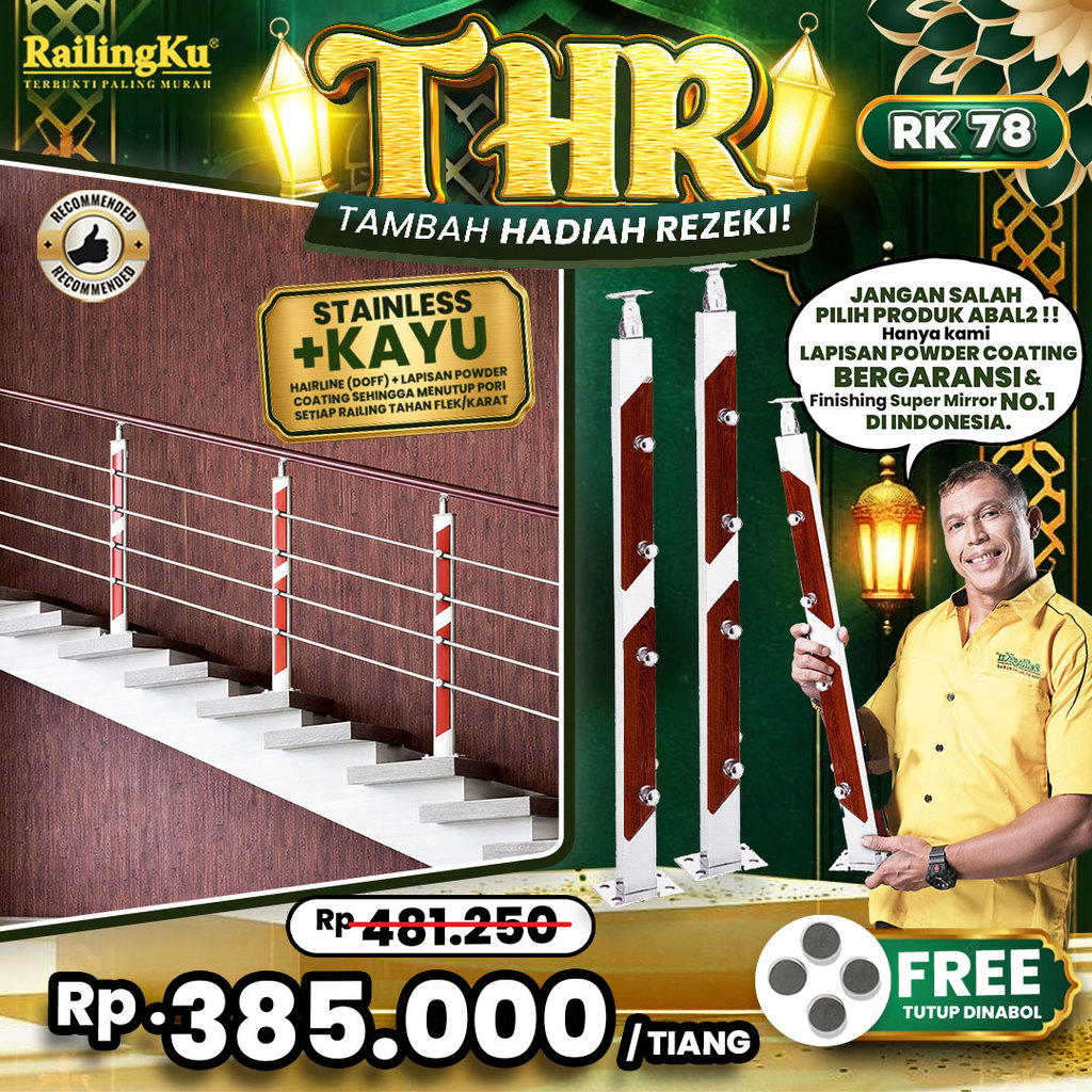 Railing Tangga Stainless Nature Desain Railingku [THR] RK 78 Railing Anti Karat Free Penutup Dynabol