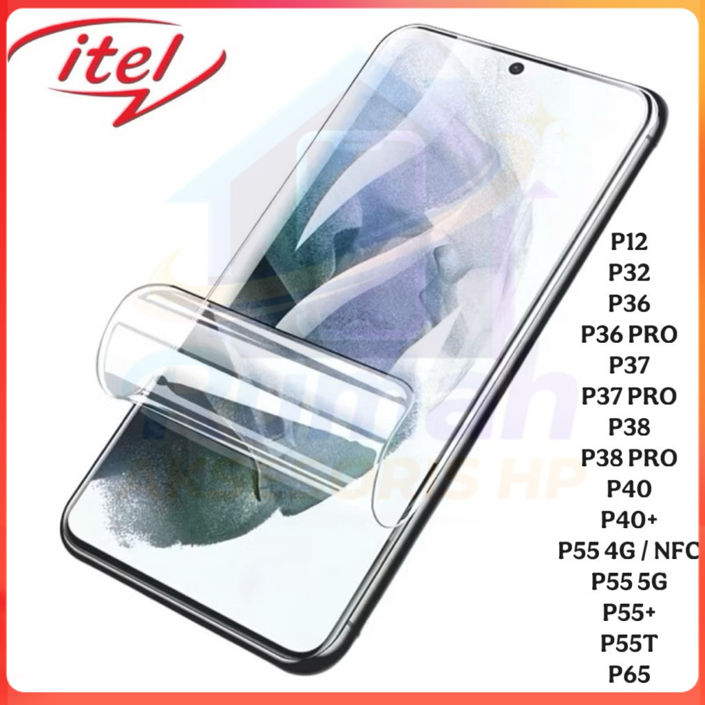 Hydrogel Layar Bening ITEL P12 P32 P36 P36 PRO P37 P37 PRO P38 P38 PRO P40 P40+ P55 4G / NFC P55 5G 