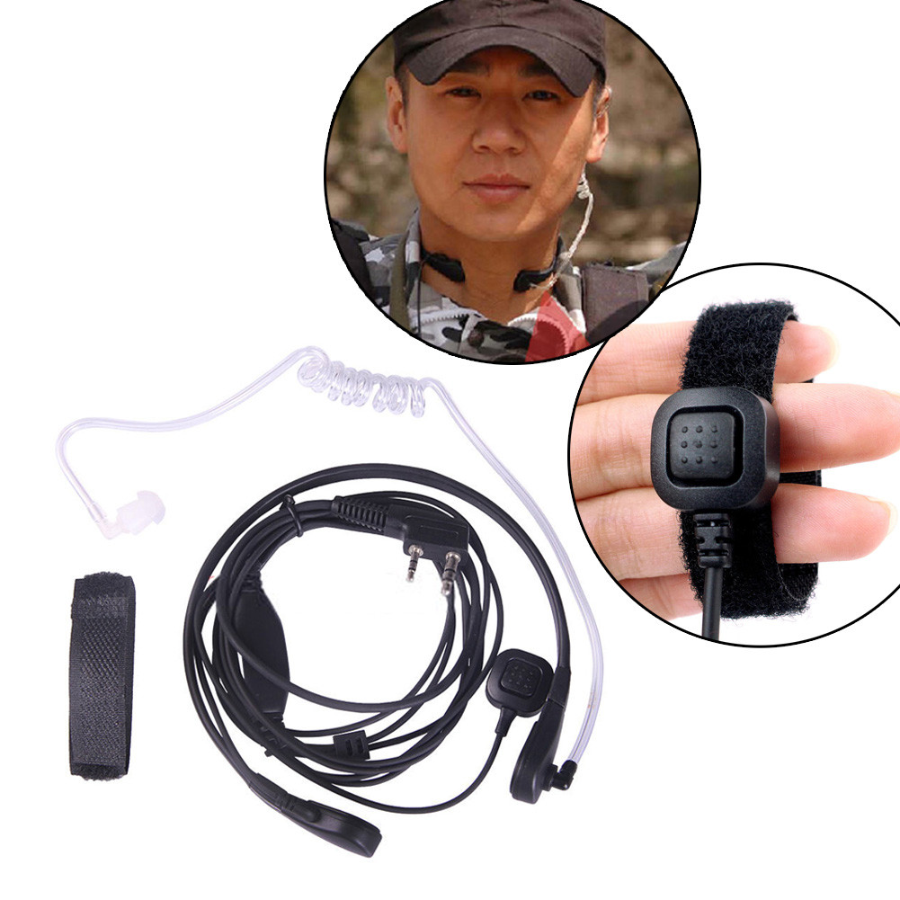 2 Pin PTT MIC Headset Walkie Talkie Headset 2Pin PTT Covert Acoustic Tube Earpiece Headset Mic for B
