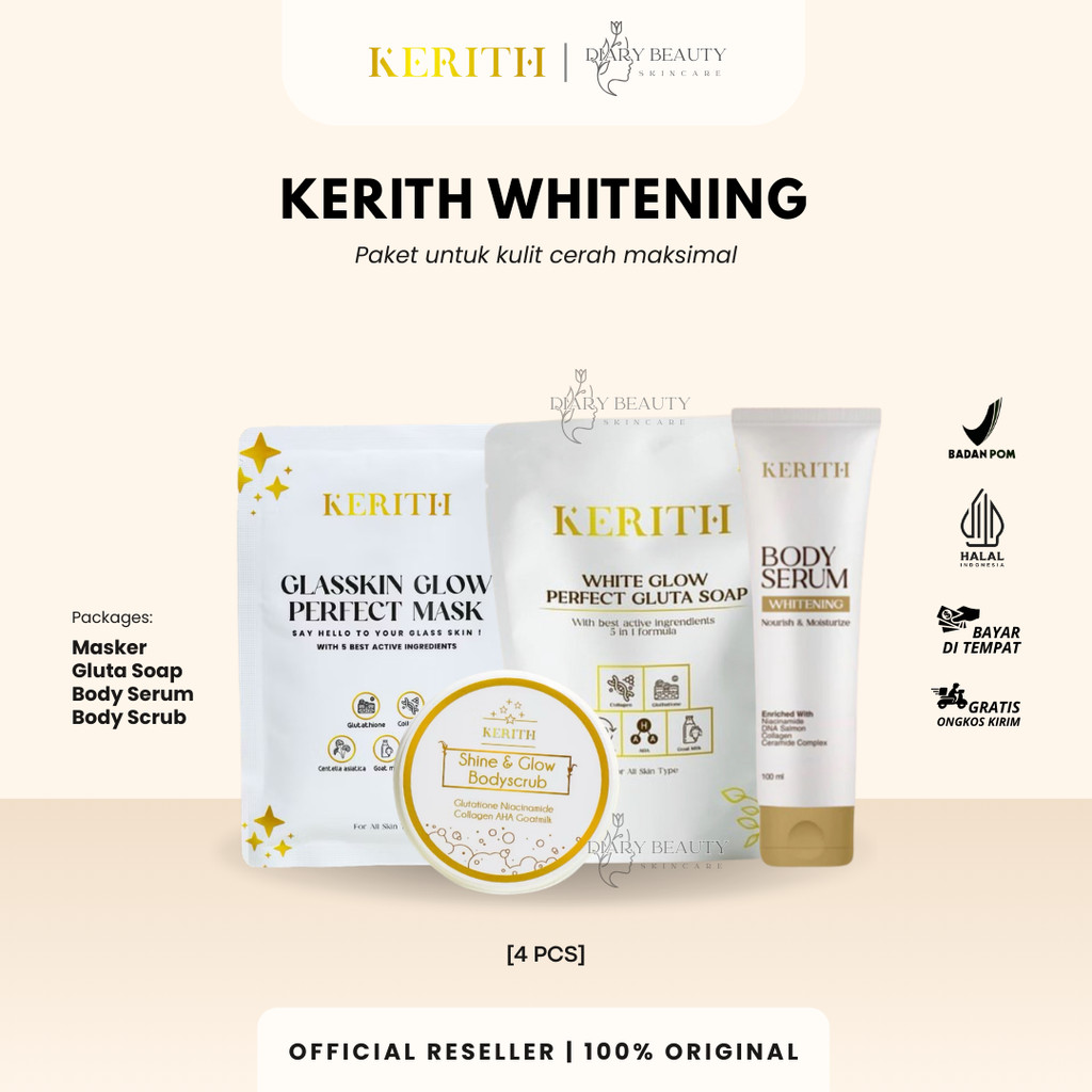 [DIARY BEAUTY] KERITH WHITE GLOW PERFECT GLUTA SOAP BODY SCRUB FACE MASK BODY SERUM WHITENING BPOM