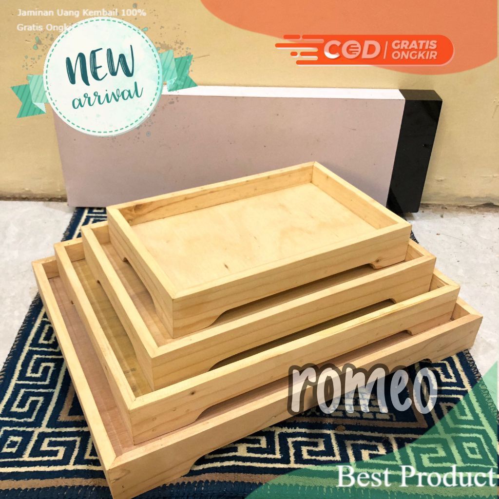Kotak Seserahan Kayu Berkaki 1 Set Isi 4 Kotak Seserahan Pernikahan- souvenir lainnya
