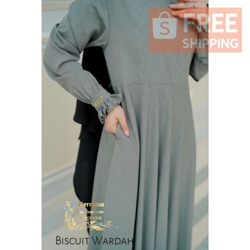 Hermosa ori gamis syari biscuit warna dusty ungu dan lavender lebar bawah 4m umbrellapakaian wanita 
