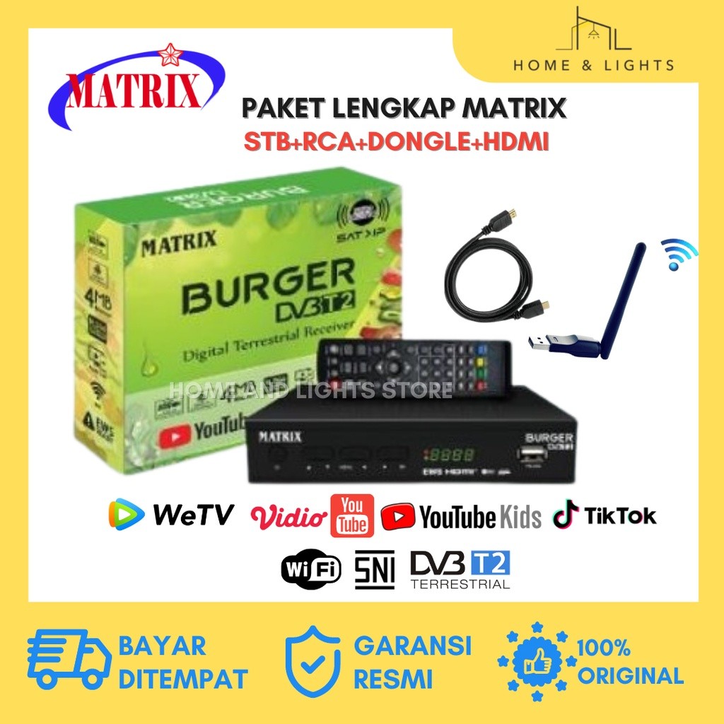 (Bersama Elektrik) Set Top Box TV Digital Matrix Burger Hijau DVBT2 Matrix Apple Kuning / Set Box TV