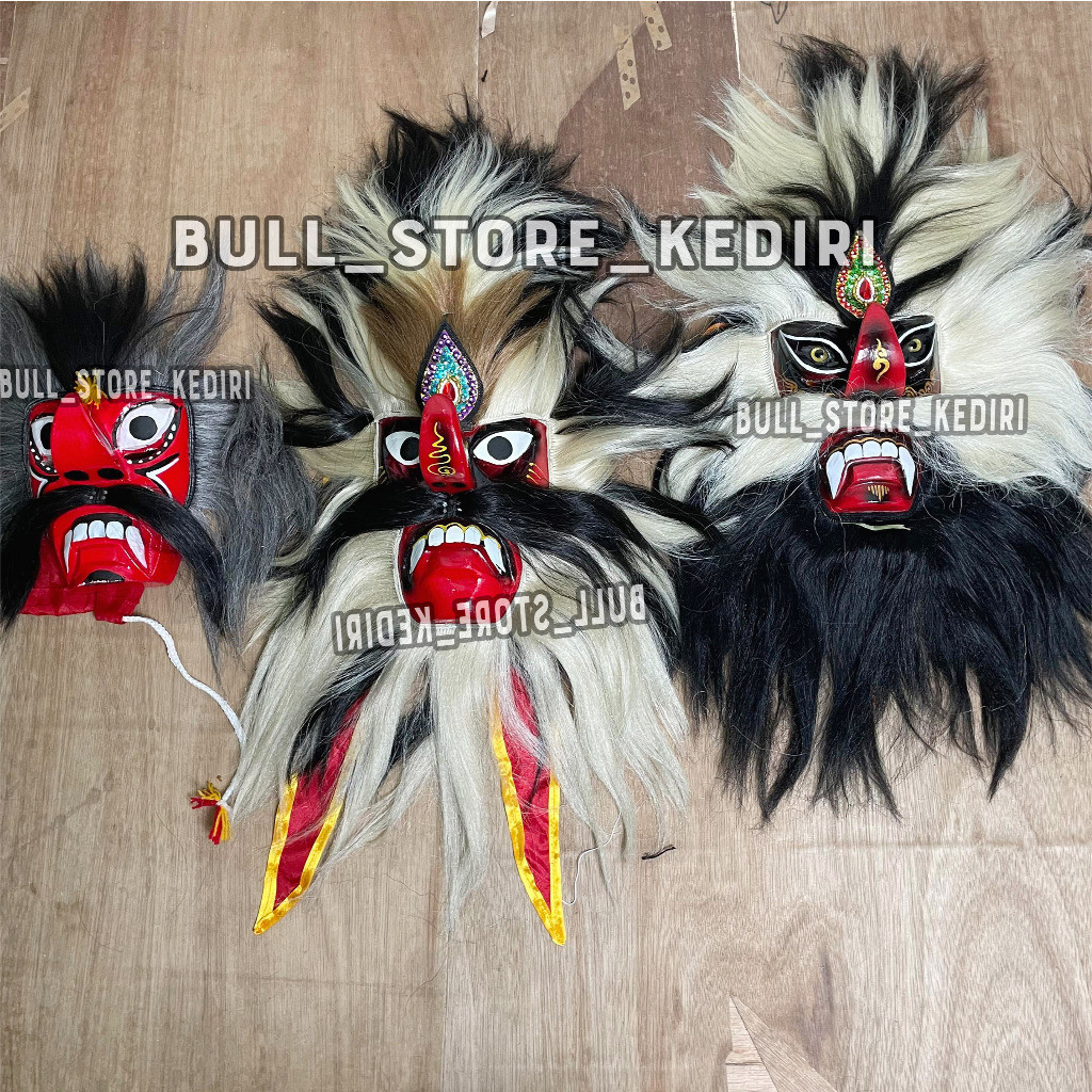 ASLI KEDIRI Topeng Ganongan Pentas Reog Ponorogo Tradisional Bulu Sintesis Tebal