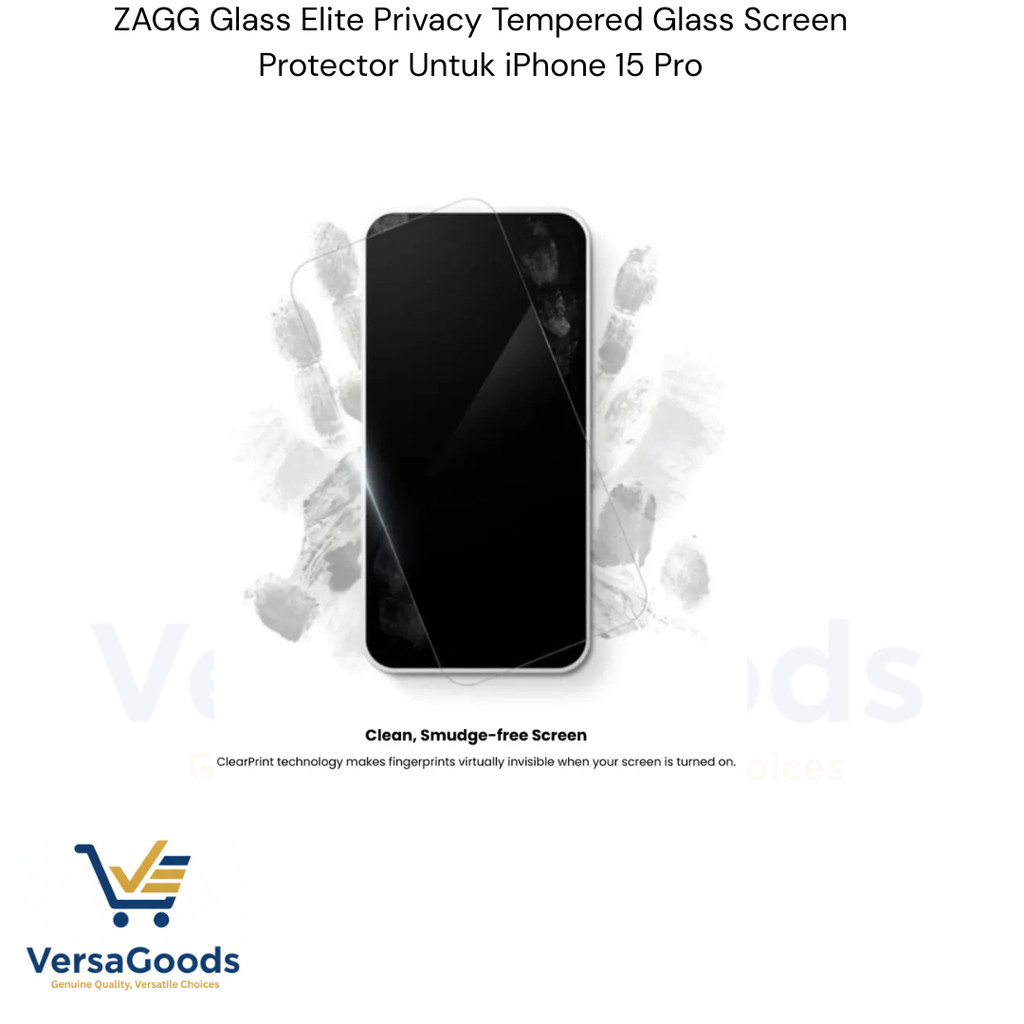ZAGG Glass Elite Privacy Tempered Glass Screen Protector Untuk iPhone 15 Pro