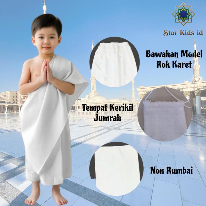 Kain Ihrom Anak Laki Laki TK PAUD SD Instan Haji Umroh Cotton Premium Baju Ihram Katun Adem Pakaian 