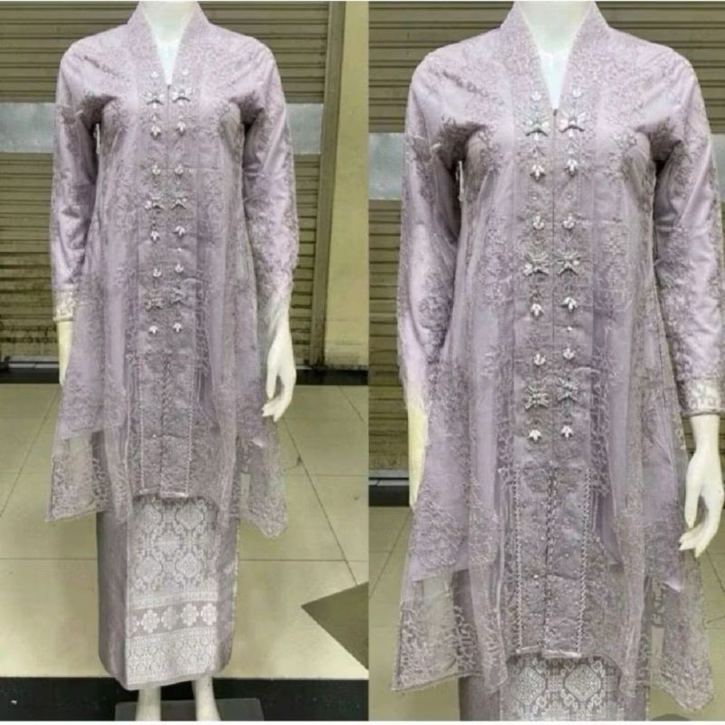 Set kebaya V kartini/ kebaya tille/ kebaya modren/ kebaya wisuda/ kebaya lamaran/ kebaya  pesta/ Set