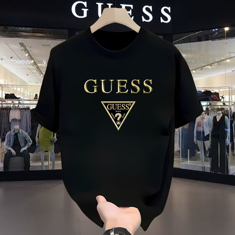 [Outlets Kaos Katun 100%] Mewah Amerika Dengan Logo Segitiga Emas GUESS  Baju Kaos Pria Distro Origi