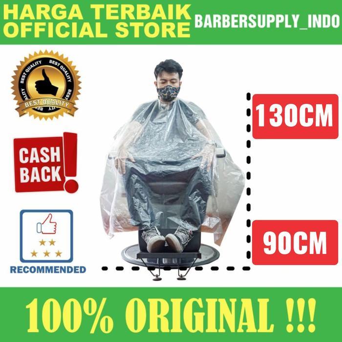 Cape Plastik Barber Salon Premium Transparan / Kip Plastik Barber - XL PREMIUM
