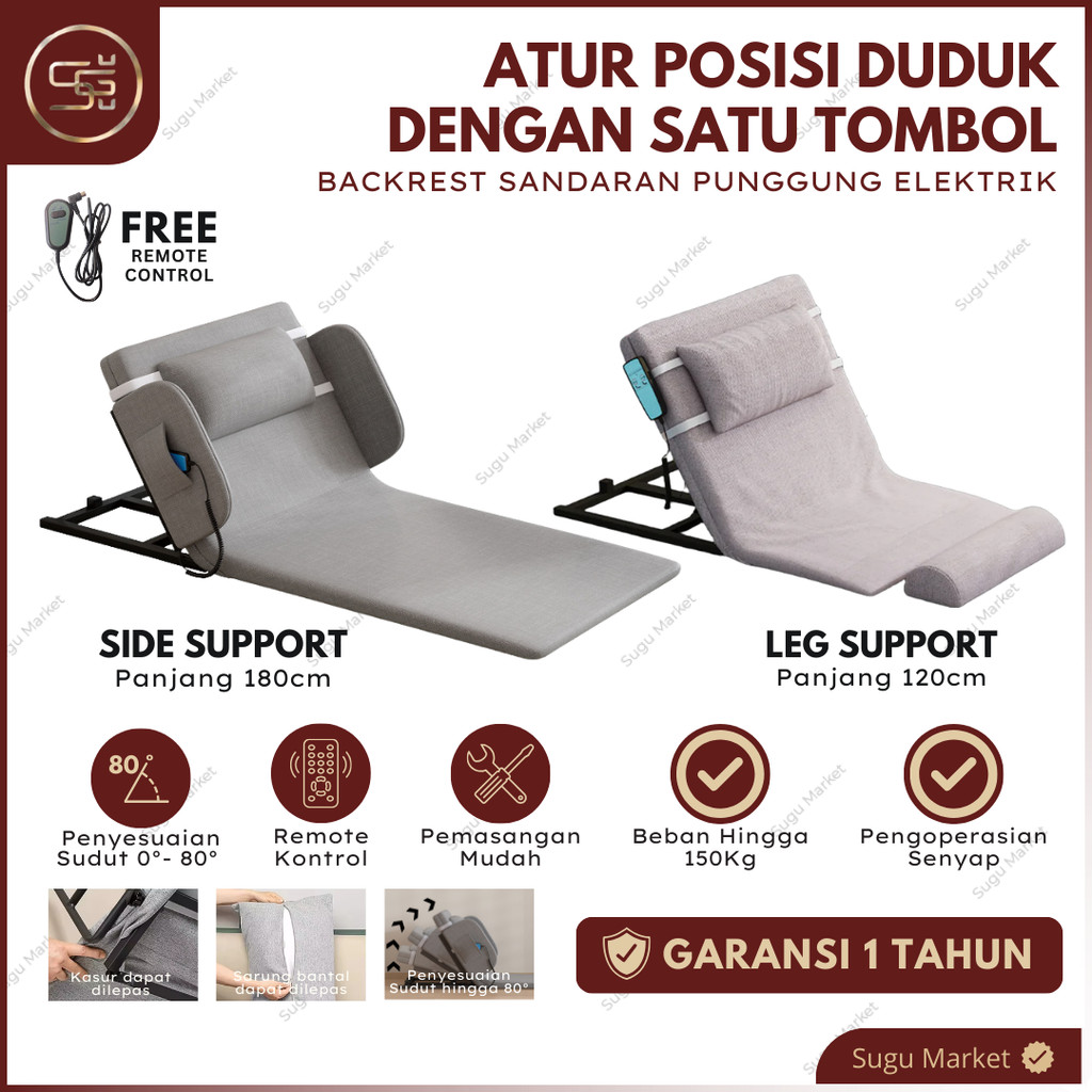 Backrest Elektrik Ranjang Kasur Perawatan Sandaran Punggung Lansia Wanita Hamil Ranjang Rumah Sakit 