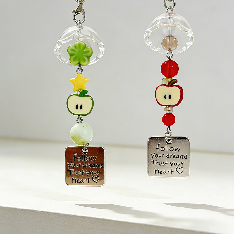 Gantungan Hp Aesthetic Korea Lonceng Angin Keramik Apel Phone Strap Earphone Manik Buah Tas Hati Gan