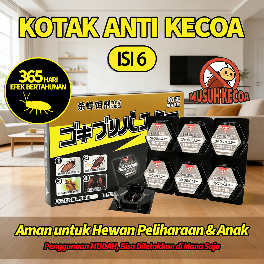 Kotak Anti Kecoa / Obat Pembasmi Kecoa Black Cap Per satu kardus isi 6 pcs Racun Umpan Pembunuh Obat