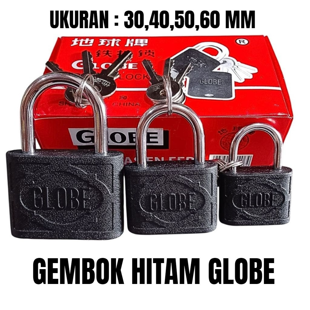 Gembok Hitam Globe / Gembok Rumah Gembok Pintu Hitam Globe