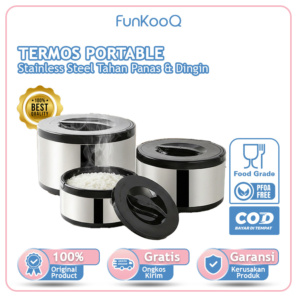 Termos Portable Tahan Panas Food Container Portable Wadah Saji Lauk & Sayur Kedap Udara Multifungsi
