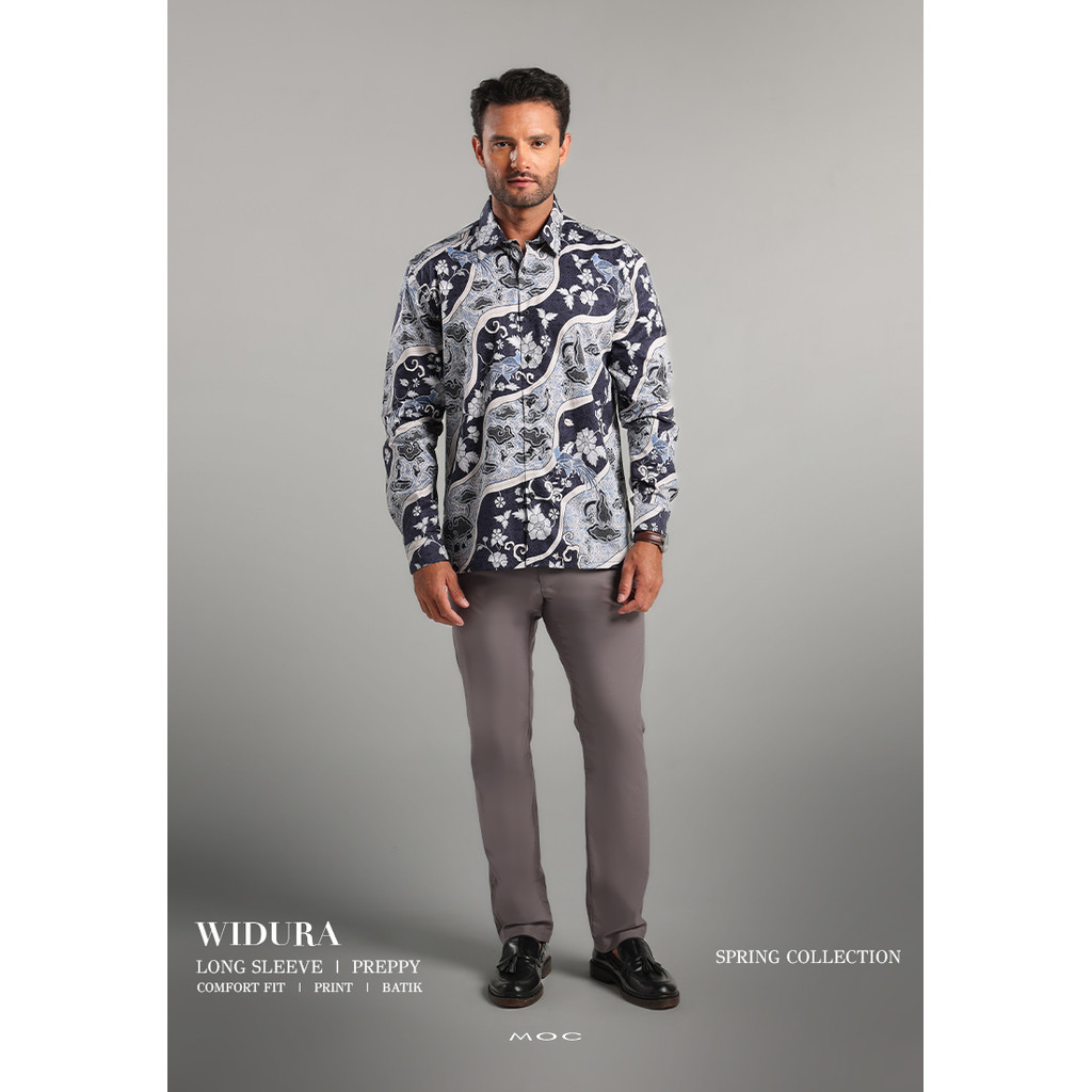 MOC - Kemeja Batik Pria Lengan Panjang Widura - Navy