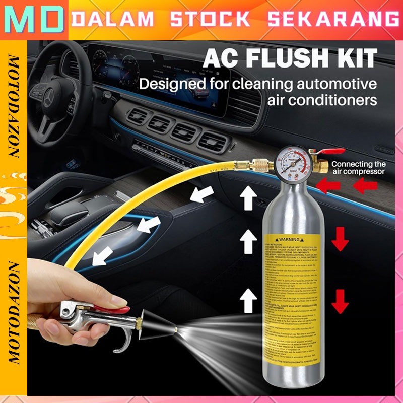 Stok Tersedia - Alat Flushing Tool Kit Ac Mobil Dengan Manometer / Ac Flushing Kit / Alat Flushing A
