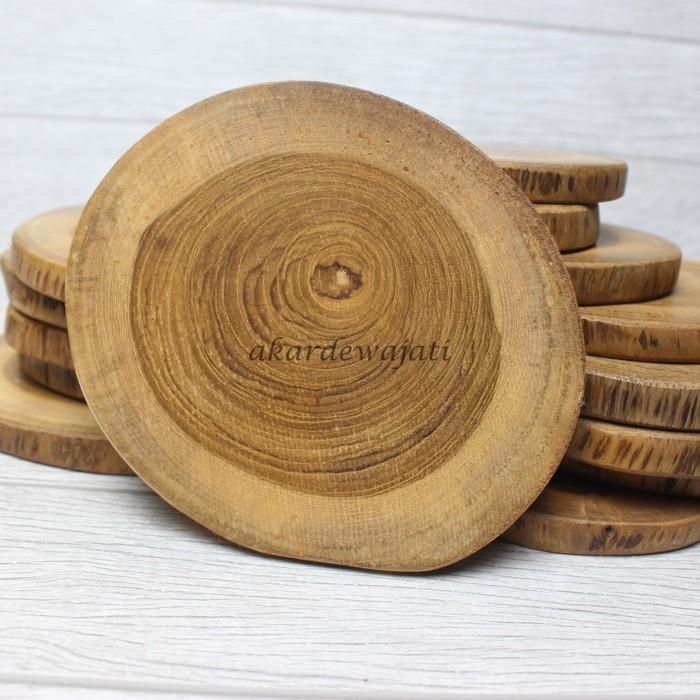 Wood slice/potongan kayu jati alami