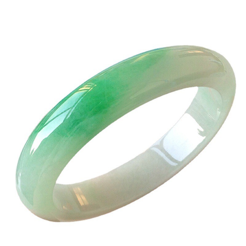 Gelang giok Myanmar gelang giok tambang lama gelang giok hijau muda gelang giok es bermotif bunga hi