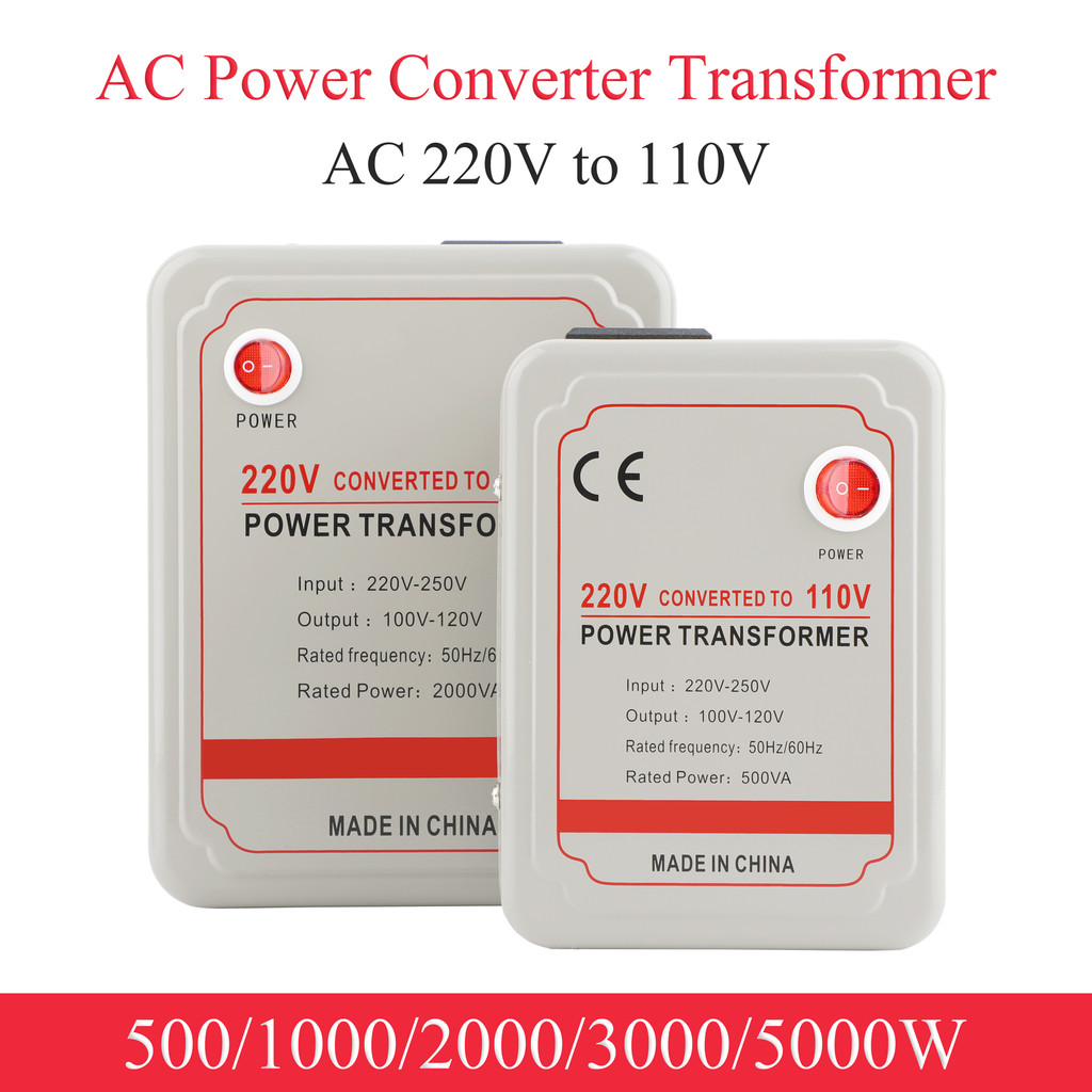 AC 220V to 110V Step Down Converter 1000W-5000W Voltage Transformer for 100-120V USA Appliances