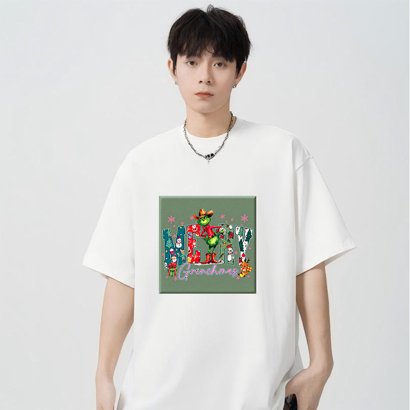 tshirt for men cotton black white Merry Grinchmas A Festive Filipino T-Shirt Design