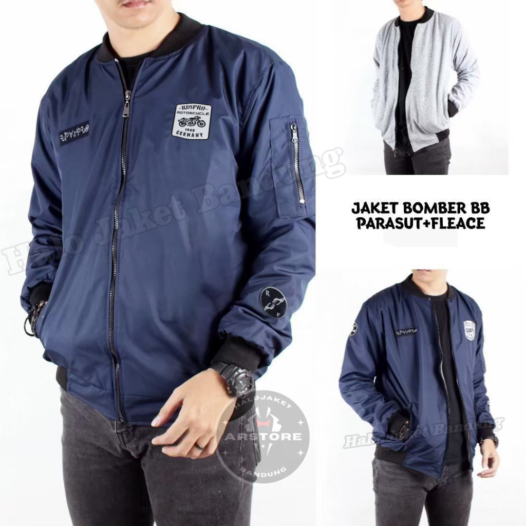 Jaket Bomber Bolak Balik Parasut  /Jaket Bomber Pria Motor / Jaket Anti Air Ridaspro