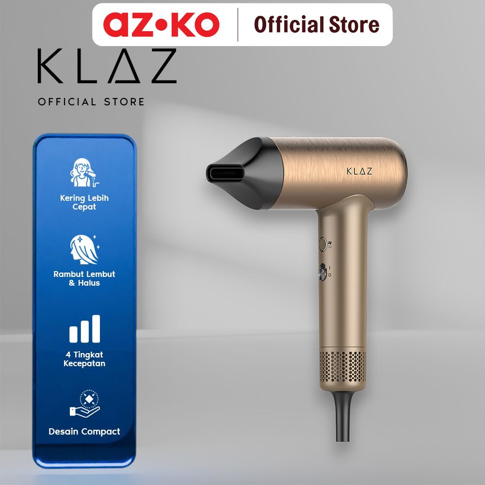 AZKO Klaz Hair Dryer High Speed Metal 1400 Watt - Gold Pengering Rambut Blow Rambut Blow Dryer Hair 