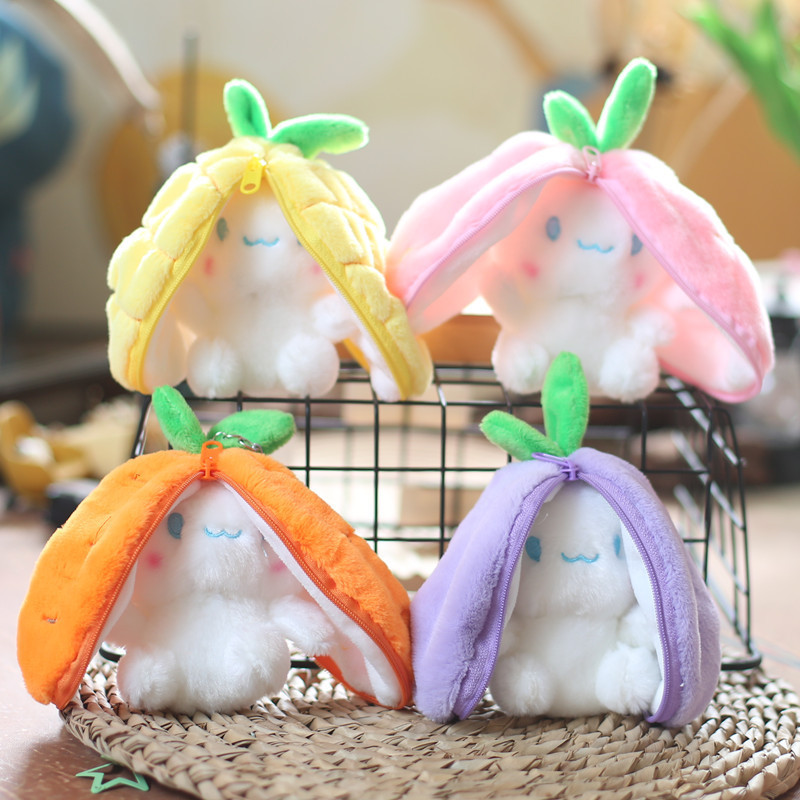 Funny Joy Kawaii Fruit Bunny Plush Toy Cute Carrot Strawberry Turn Funny Joy Rabbit Plush Toy Kids B
