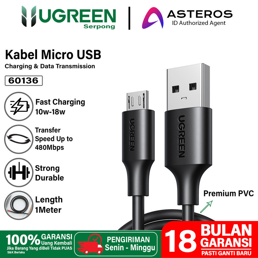 Ugreen Kabel Charger Micro Usb 3A QC 3.0 - Kabel MIcro Usb Ugreen 60136 60138 60827 Fast Charging