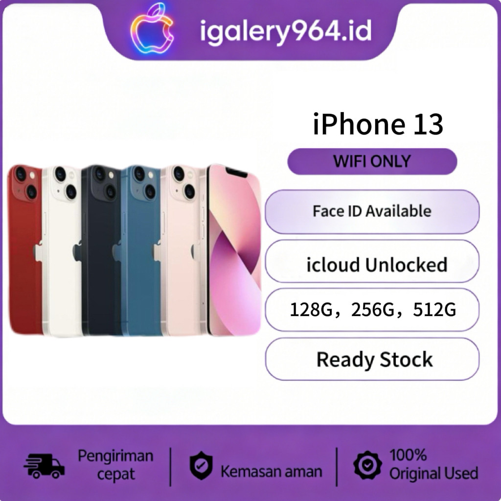 HP IPHONE 13 WIFI ONLY 128GB/256GB/512GB Bekas Second Original Mulus Fullset Game/Live/Merekam Vide