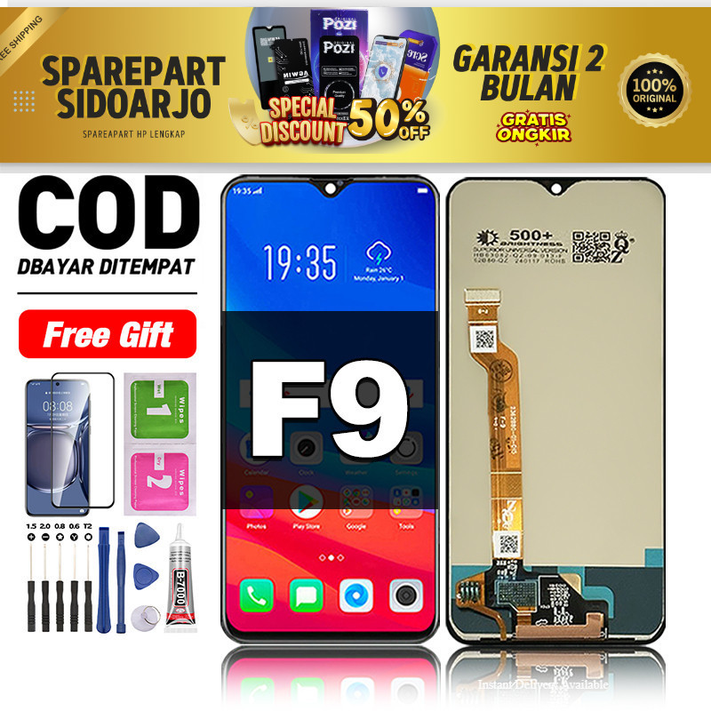 LCD FOR OPPO F9 Fullset hp layar Touchscreen untuk Glass Touch Screen Digitizer COD original free le
