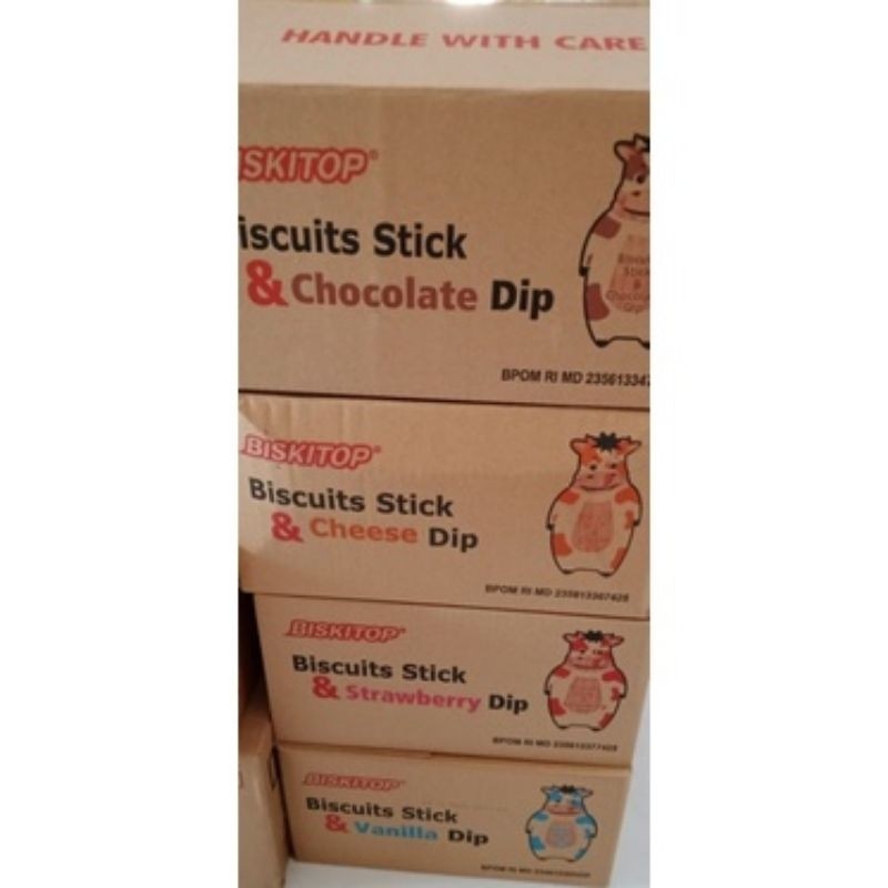 BISKITOP - BISCUIT DIP SAPI 1 DUS / KARTON isi 30Pcs 28gr BISKUIT ANAK CEMILAN STIK COCOL SELAI