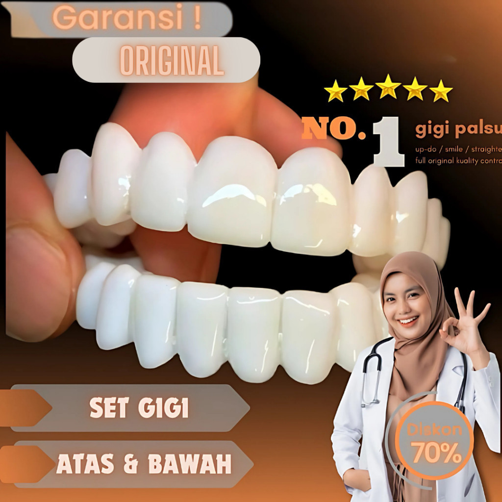 DISKON MURAH Gigi Palsu Lepas Pasang Untuk Gigi Ompong Snap On Smile Veneer Teeth Whitening [ ASLI 1
