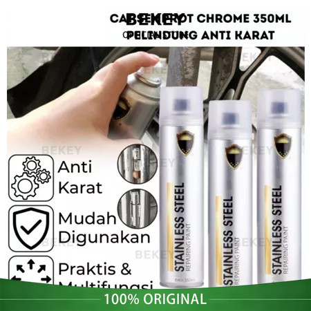350 ML BEKEY Cat Semprot Chrome Sapporo Chrome Spray Paint Anti Karat Warna Stainless Automotive Met