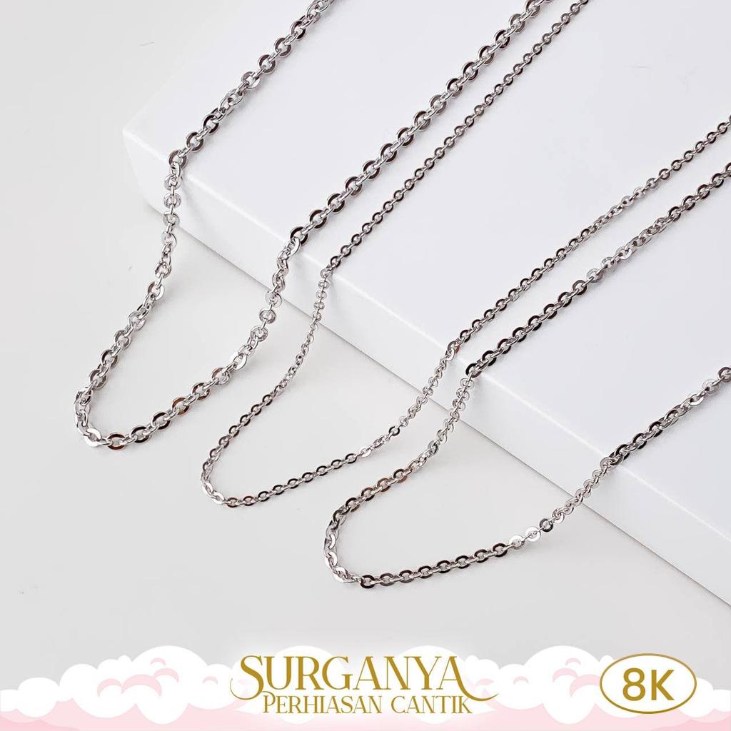 Kalung Emas Putih Kadar 8K Model Koye - Hollowfancy & Trixie Macan Gold