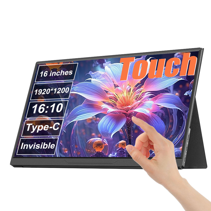 LANLIPU 16in Tou Portable Monitor 16:10 1200P FHD 250Cd/m² Second Screen For Laptop With Holder Stan