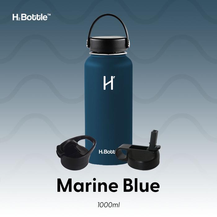 SixEleven4 H2 Bottle Vacuum Insulated Water Bottle 1 Liter - Marine Blue