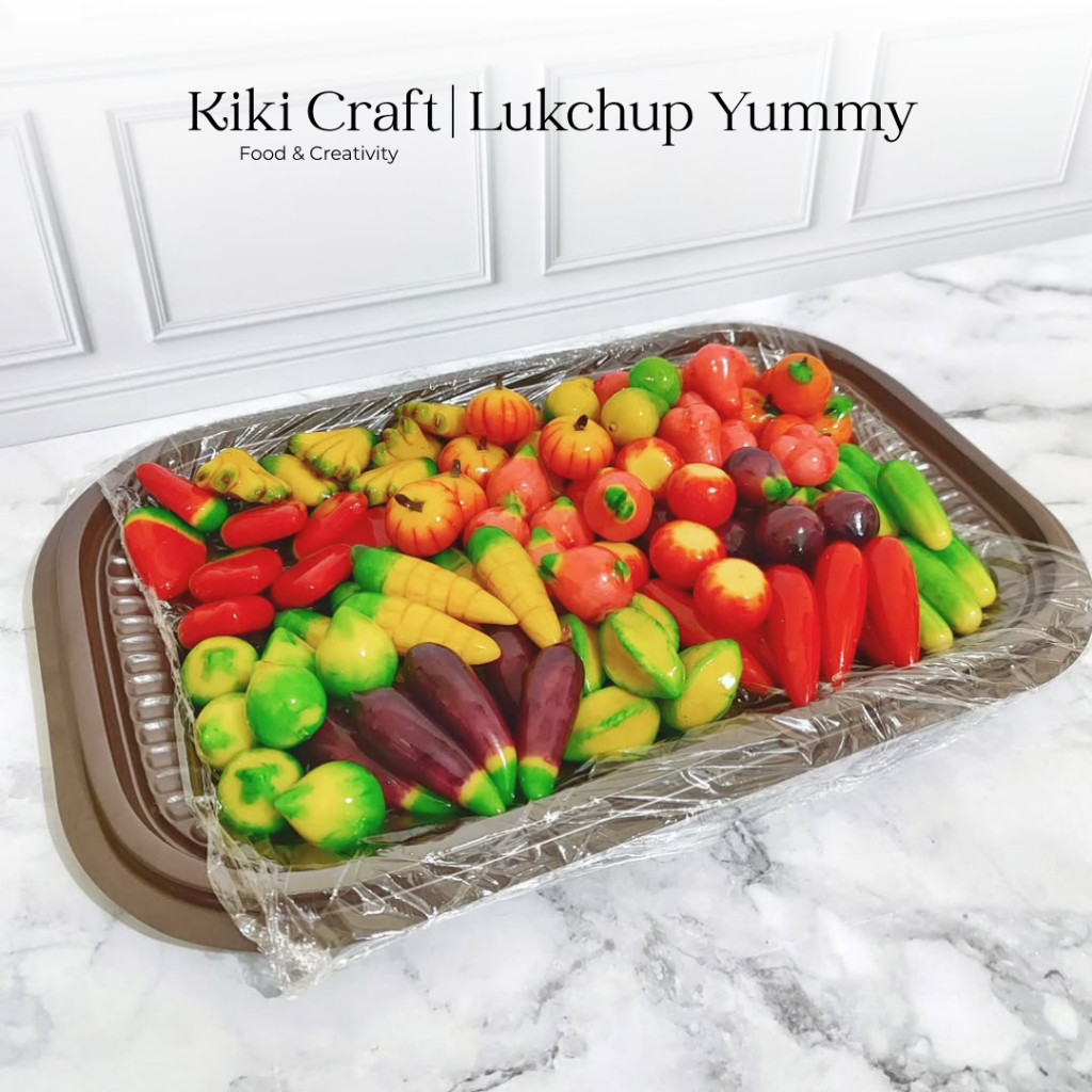 Promo Lukchup Look Choup isi 100 Kue Buah Mini Thailand Dessert Kue buah Fantasi Nampan Tray Kue Tam
